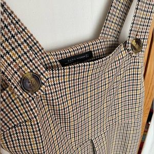 Zara Woman houndstooth overall mini dress